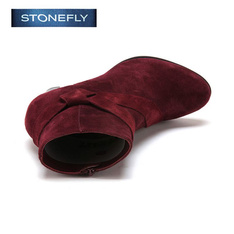 斯通富来STONEFLY反绒皮圆头中跟拉链皮带装饰深口女鞋SD44113211图片