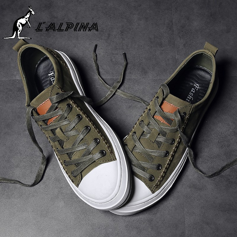 阿尔皮纳(L’ALPINA)意大利袋鼠男鞋板鞋男潮鞋2018新款百搭男士运动四季休闲鞋韩版透气板鞋