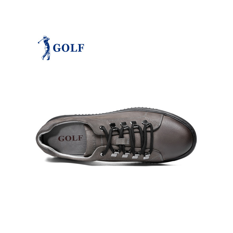 GOLF/高尔夫男鞋新品磨砂牛皮复古百搭耐磨低帮板鞋男系带透气滑板休闲皮鞋