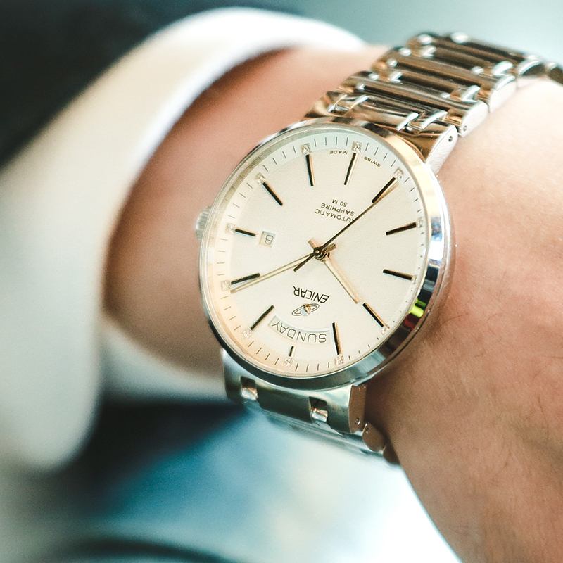 英纳格enicar精英系列时尚简约休闲商务钢带自动机械男士手表31695036