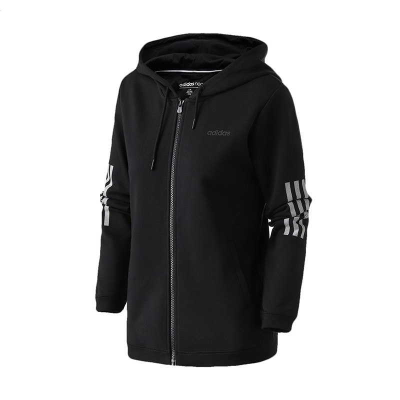 adidas阿迪达斯NEO女装黑色连帽运动休闲外套DM2056 2XL DM2056黑色