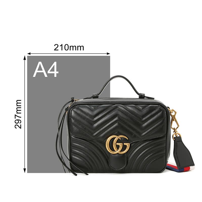 预订 GUCCI 古驰 GG MARMONT 女士单肩包 单肩包 双G饰扣绗缝皮498100金扣图片