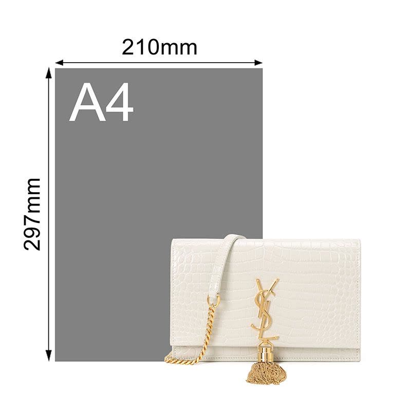 预售 圣罗兰 YSL KATE 链条包小号 流苏款字母LOGO鳄鱼压纹 女士单肩包 452159金链图片