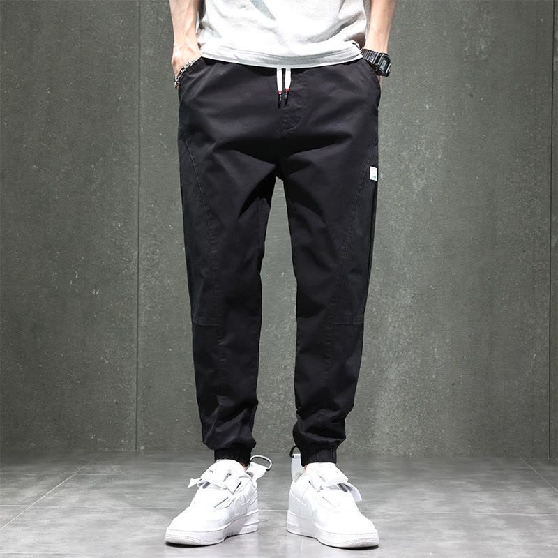 Ceba小清新休闲裤男小奶狗微哈工装裤潮流韩版大口袋裤子男魔术贴束脚图片