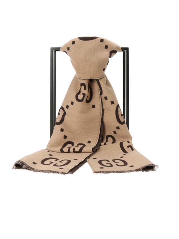 预订 GUCCI\古驰 LOGO款 GG提花羊毛真丝 围巾