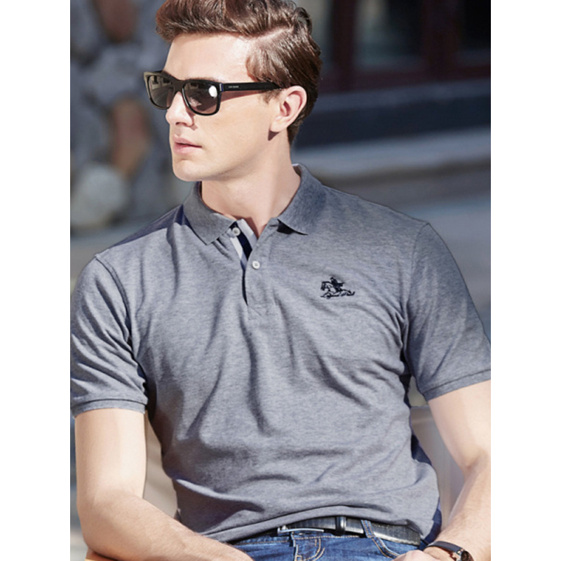 传奇保罗polo衫男短袖夏季黑色绣花修身韩版商务休闲t恤