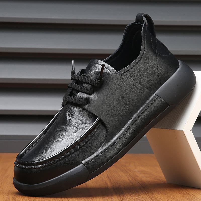 真皮男鞋子秋冬季新款保暖棉鞋软面厚底百搭男士加绒休闲皮鞋图片