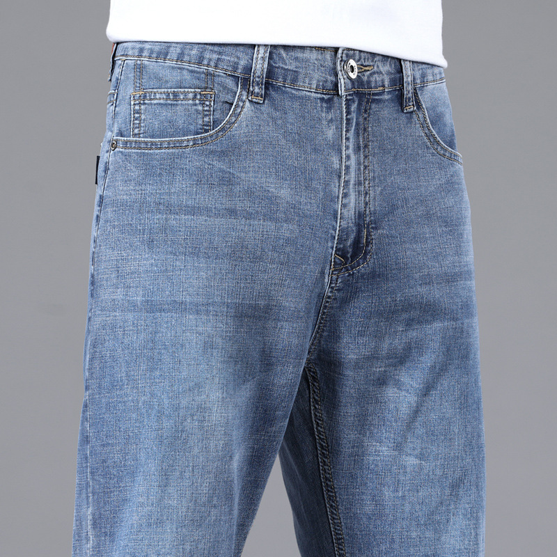 ceba浅色薄款牛仔裤夏季男装潮流新款青年休闲牛仔裤宽松舒适直