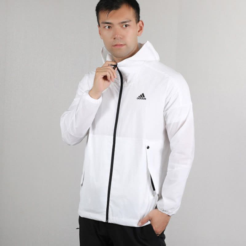 阿迪达斯防晒衣男夏季薄款男士防风衣白色运动服外套潮EH3768图片