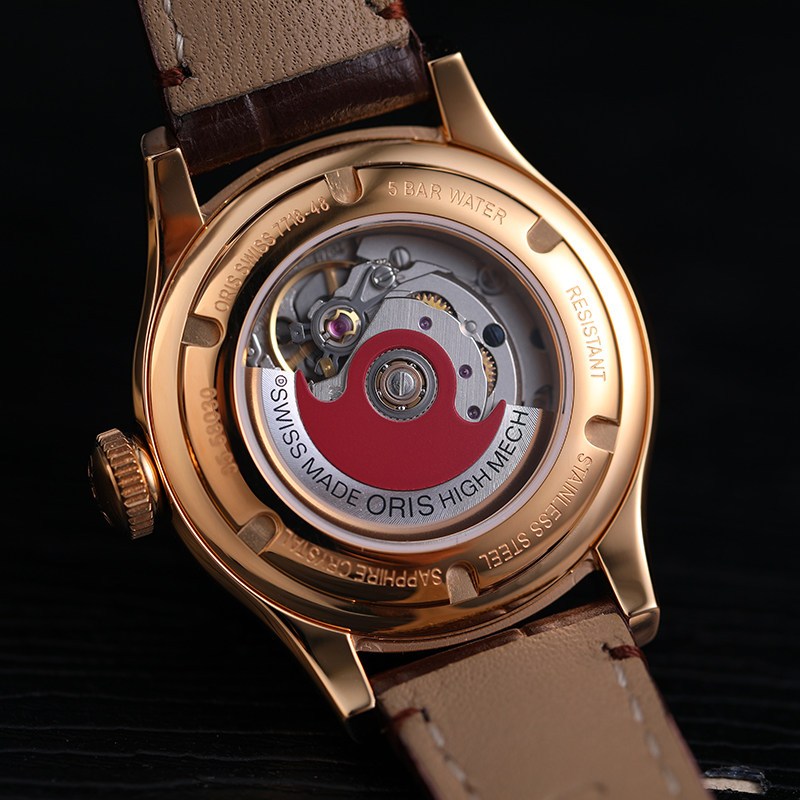 豪利时oris瑞士手表文化系列经典日历腕表285mm银盘皮带自动机械表女