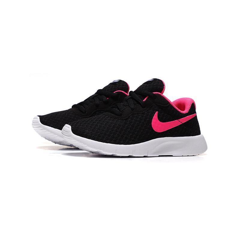NIKE耐克男女童鞋休闲鞋TanJun轻便运动鞋818385. 818385-061黑+透明粉+白