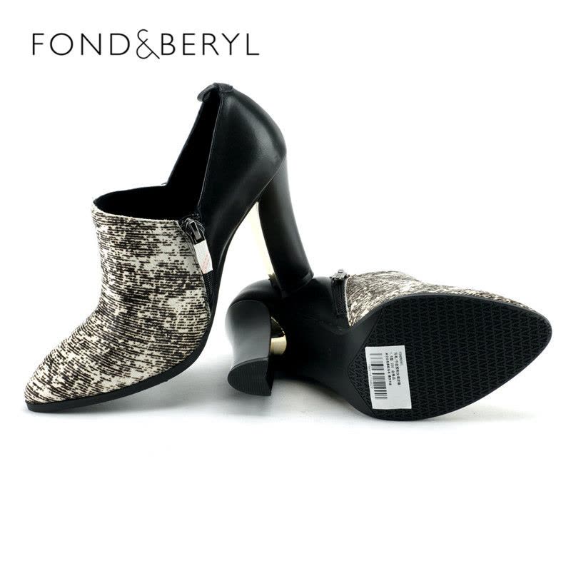 Fondberyl/菲伯丽尔秋季款尖头深口粗跟高跟拼接面女鞋FB43119712图片