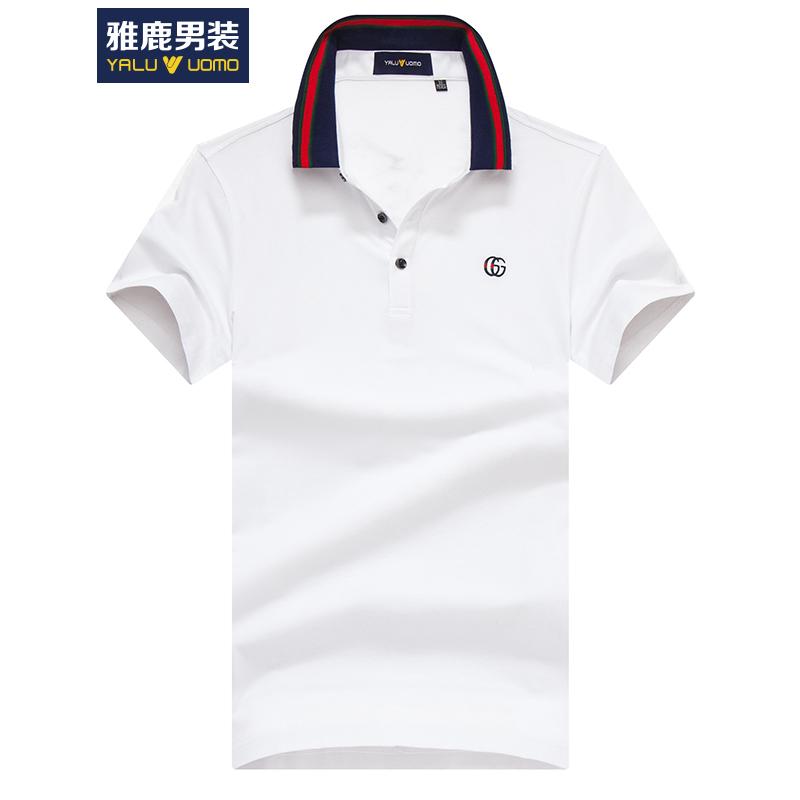 雅鹿男装短袖t恤夏装新款polo衫中年男士半袖修身棉男装休闲时尚9138