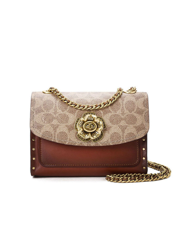 预订coachparker18山茶花铆钉边饰单肩包30592175x14x7cm