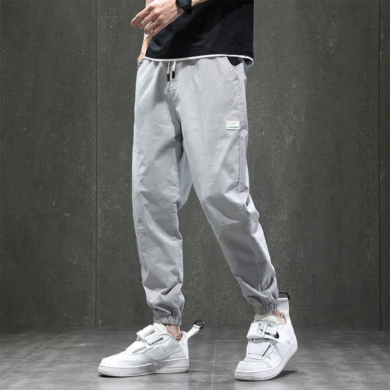 Ceba小清新休闲裤男小奶狗微哈工装裤潮流韩版大口袋裤子男魔术贴束脚图片