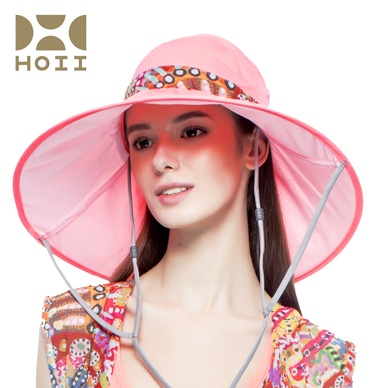 官方正品 台湾后益hoii 范冰冰推荐花样法式圆筒帽遮阳帽防晒帽 红/黄/蓝三色