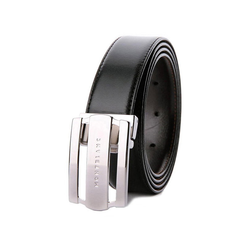 Montblanc 万宝龙男士牛皮镂空三环亮光镀钯皮带/腰带箱包配件 120 CM103431