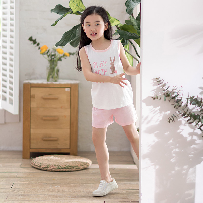 茵曼童纯棉宽松套装夏季男女童两件套