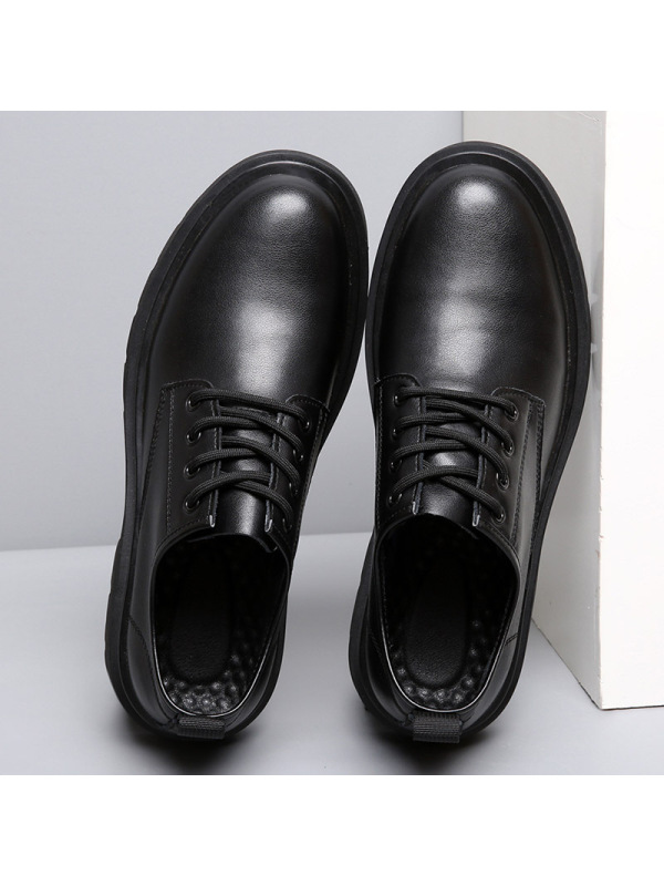 皮鞋男士春季男鞋休闲透气商务正装黑色厚底马丁靴西装结婚新郎鞋