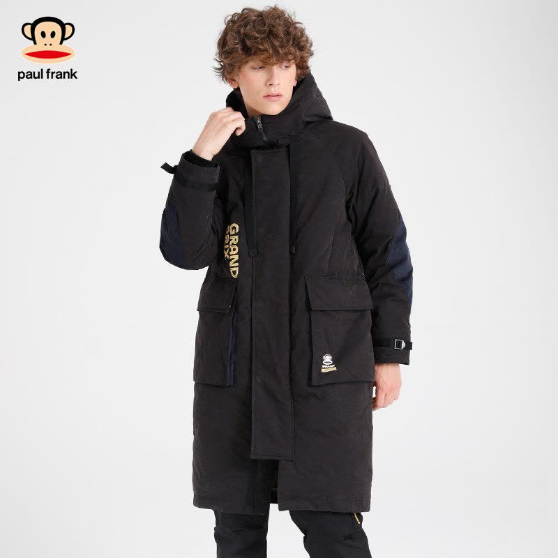 Paul Frank/大嘴猴秋冬羽绒服男韩版连帽中长款字母印花外套X图片