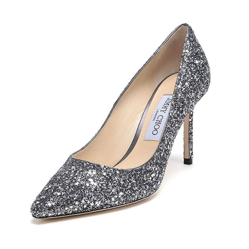 Jimmy Choo 周仰杰 女士星星图案闪光面料高跟鞋 ROMY 85 ARG 181