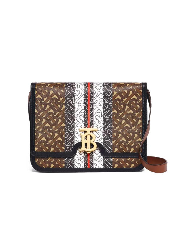 预售 博柏利 BURBERRY TB 口盖包中号 TB标识TB LOGO织物 女士手提包8019337金扣