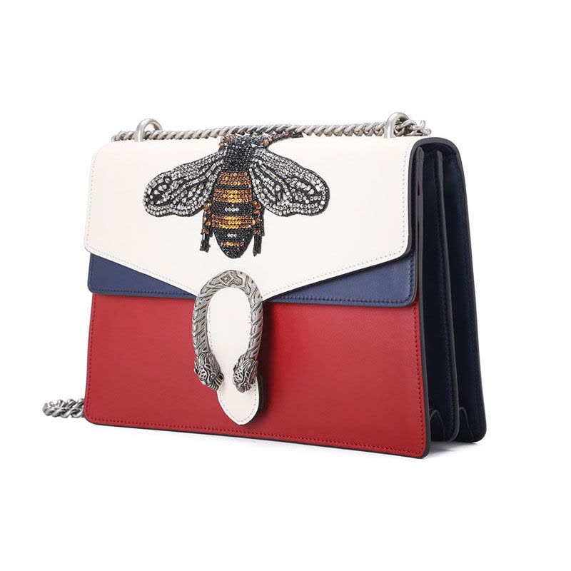 GUCCI 古驰 Dionysus 酒神包 单肩包 斜挎包 链条包 双虎头搭扣粒纹皮403348银扣图片