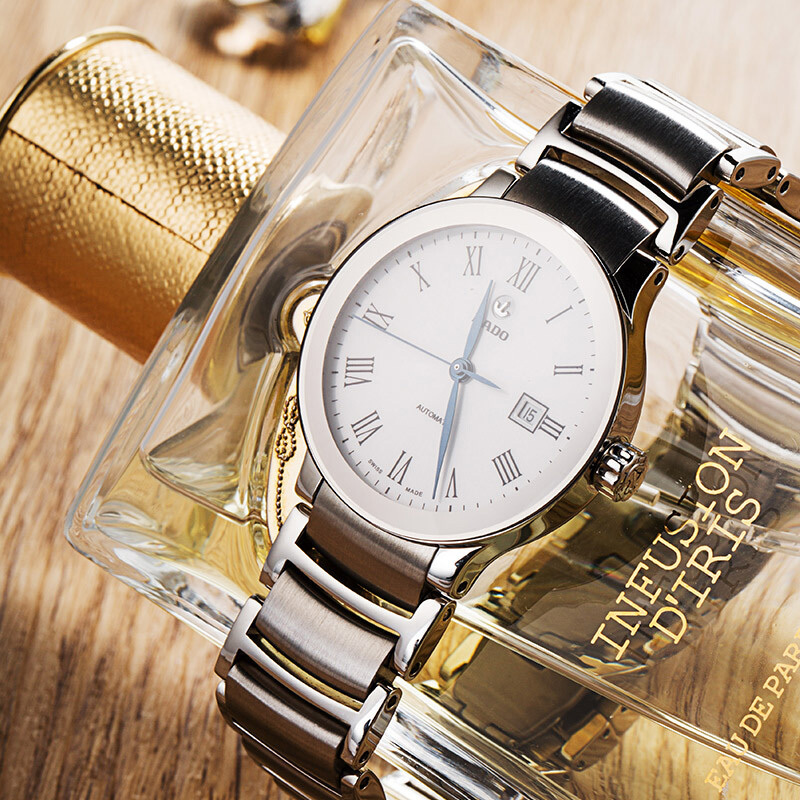 雷达rado瑞士手表晶萃系列时尚优雅简约机械女表28mm白盘钢带r309