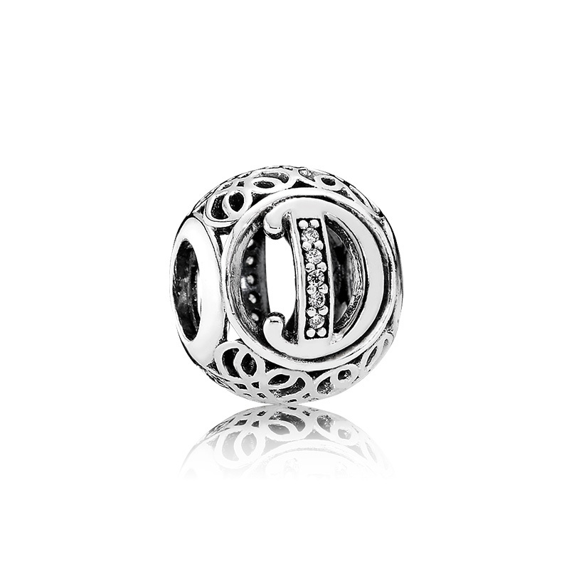PANDORA潘多拉 复古字母D 925银串饰 791848CZ