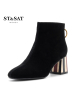 St&Sat/星期六冬新款舒适圆头粗跟高跟短靴女SS84116664