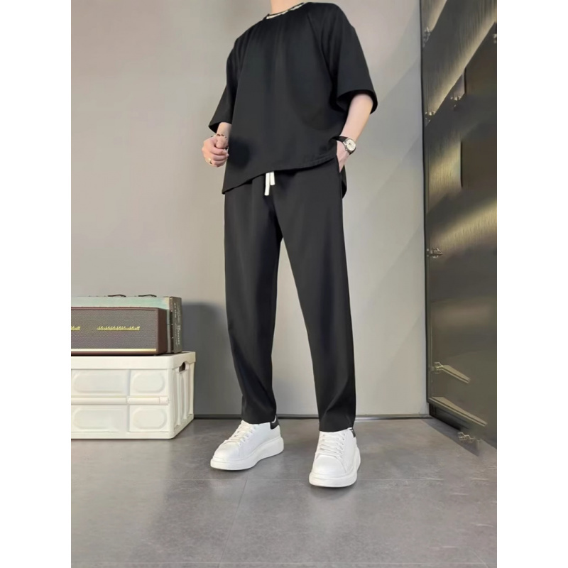 裤子男高街潮ins潮牌九分裤直筒休闲长裤春秋潮流韩版