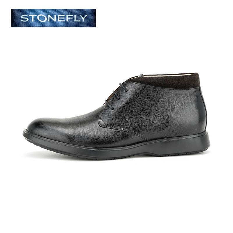 斯通富来STONEFLY牛皮尖头低跟套脚绑带短靴男鞋SD64122815图片