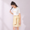 Semir森马套装女2019夏季新款短袖T恤格纹绑带裙子两件套少女亚麻a字裙