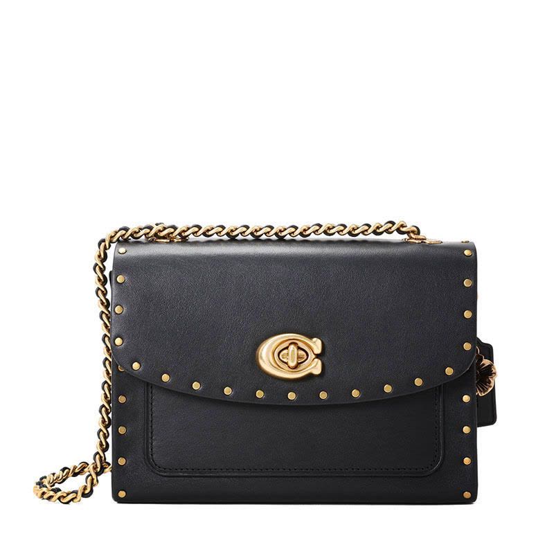 预订 COACH/蔻驰 女包PARKER 18 铆钉边饰翻盖斜挎小方包 29389 18x12.5x8CM图片