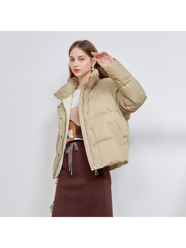 三彩2020冬季新款立领短款羽绒服女
