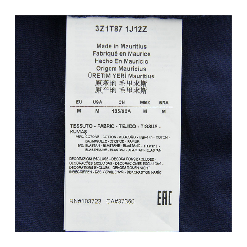 Emporio Armani/安普里奥阿玛尼 整体徽标棉质混纺海军蓝色男士T恤#3Z1T87 1J12Z 0905