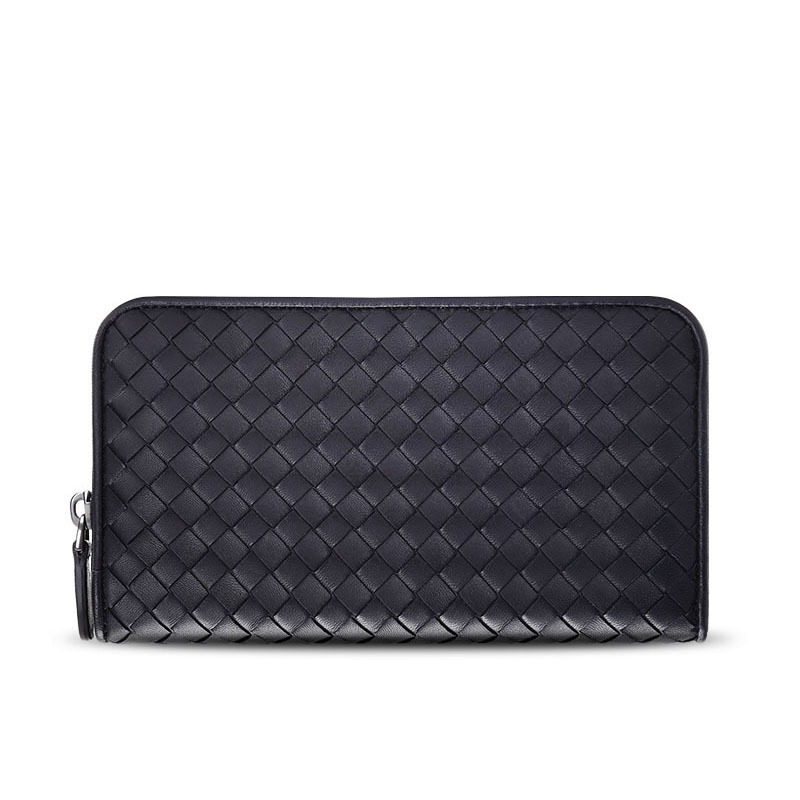 bottegaveneta葆蝶家女钱包羊皮经典编织长款拉链钱夹114076