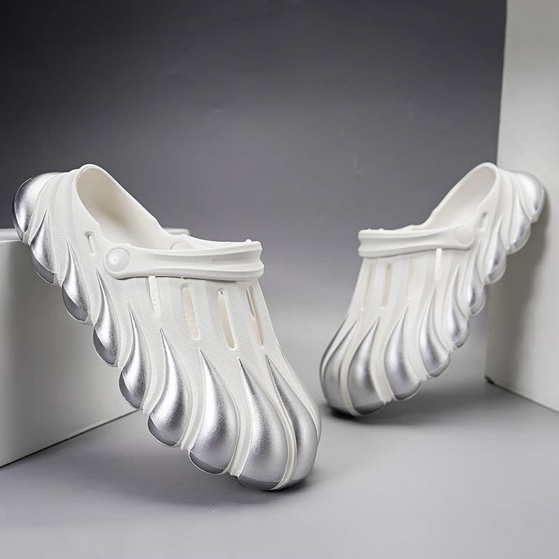 酷炫踩屎感软底洞洞鞋包趾搭扣沙滩凉鞋男士夏季两用凉拖男鞋图片