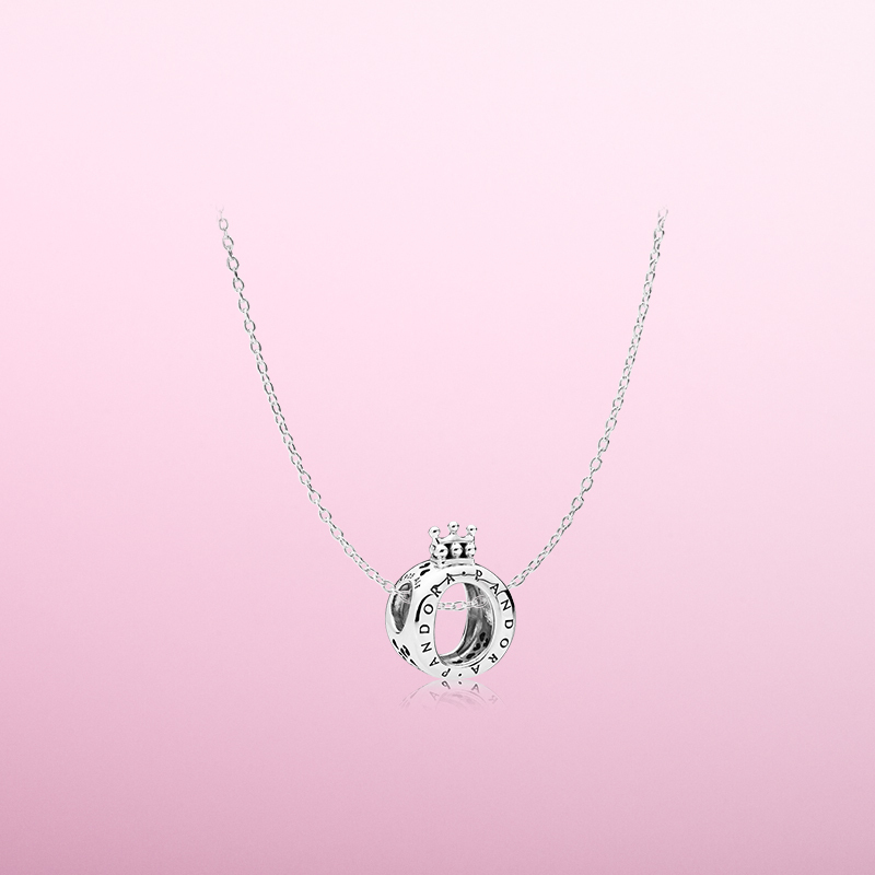 pandora潘多拉925典雅皇冠锁骨链成品套装项链