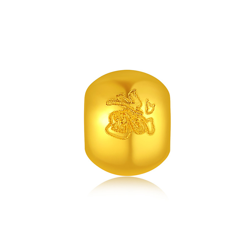 手拉手(Slaso)珠宝 DIY黄金手串配珠福字金珠 足金999 光珠子散珠吊坠 转珠运