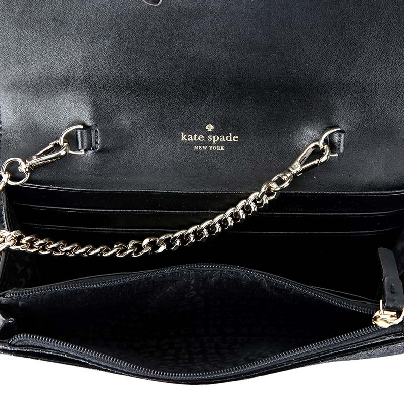 凯特·丝蓓 Kate Spade 奢侈品 女士黑色星辰款皮质长款钱包钱夹 WLRU3240 001