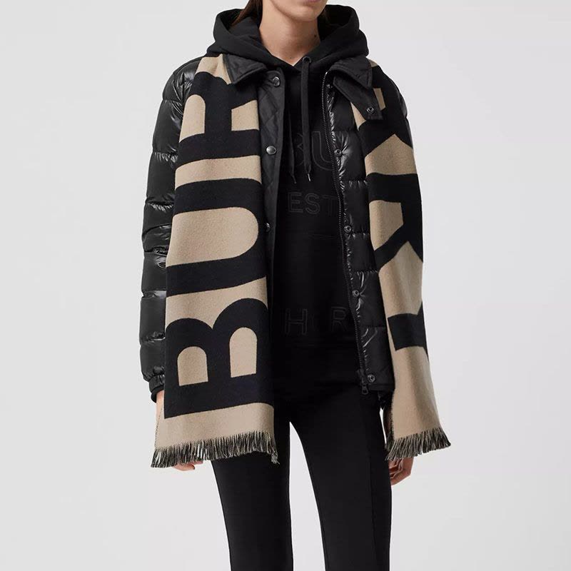 预订BURBERRY\博柏利 徽标提花有机羊毛围巾 33*188CM图片