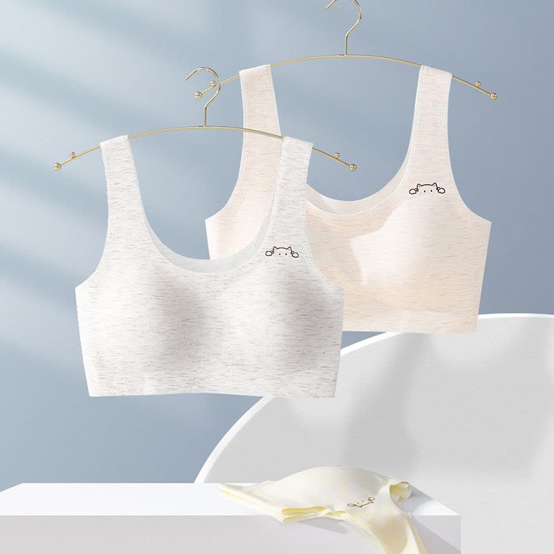 女童背心发育期少女小内衣彩棉女童小学生女孩长款儿童文胸图片