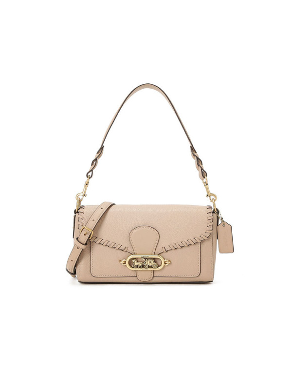 COACH 蔻驰 JADE 女士单肩包 通勤肩背包小号 马车标粒面皮拼织物F91025金扣