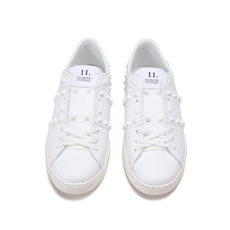 华伦天奴valentino男士皮革铆钉装饰系带休闲运动鞋板鞋小白鞋xy2s