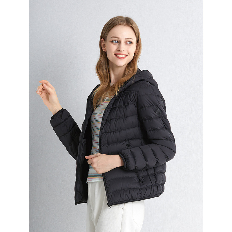 专柜同款坦博尔新款女轻薄连帽羽绒服外套tb200228