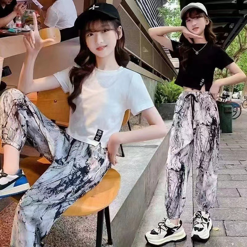 Brookings女童夏季套装2023新款洋气女孩套装时髦儿童夏装两件套
