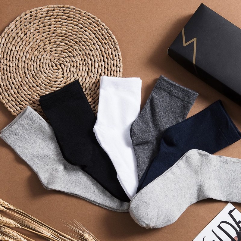 enk男士袜子男6双盒装男袜子纯色棉质中筒薄款吸汗运动透气长短袜棉袜