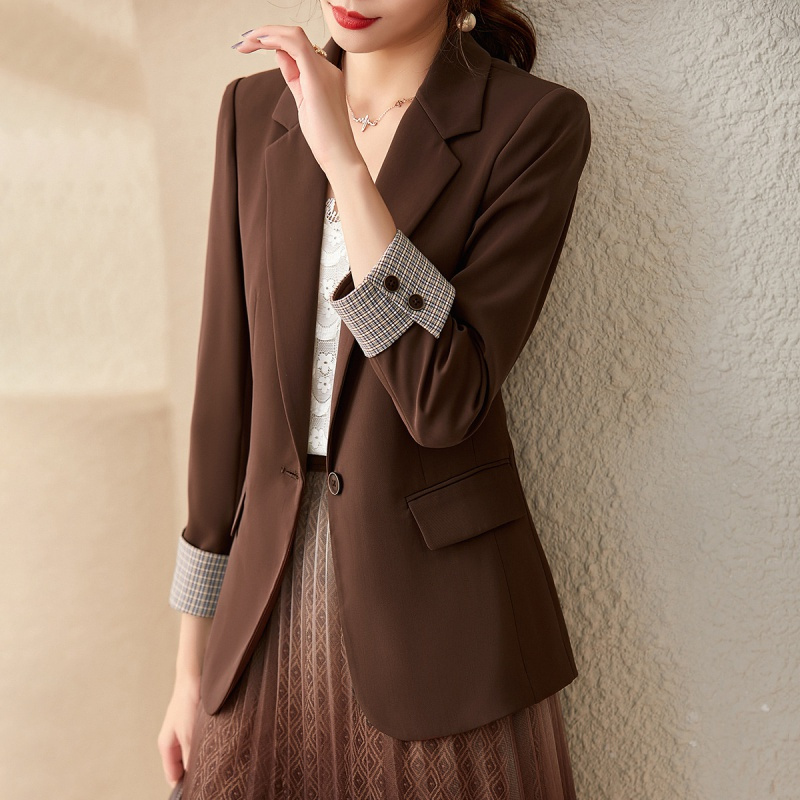 ounixue欧昵雪时尚通勤西装外套气质翻驳领一粒扣西服女小众感上衣