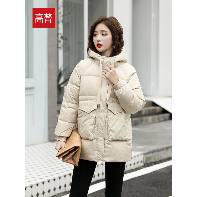 高梵羽绒服女中长款2020年新款白鸭绒休闲收腰冬装外套潮